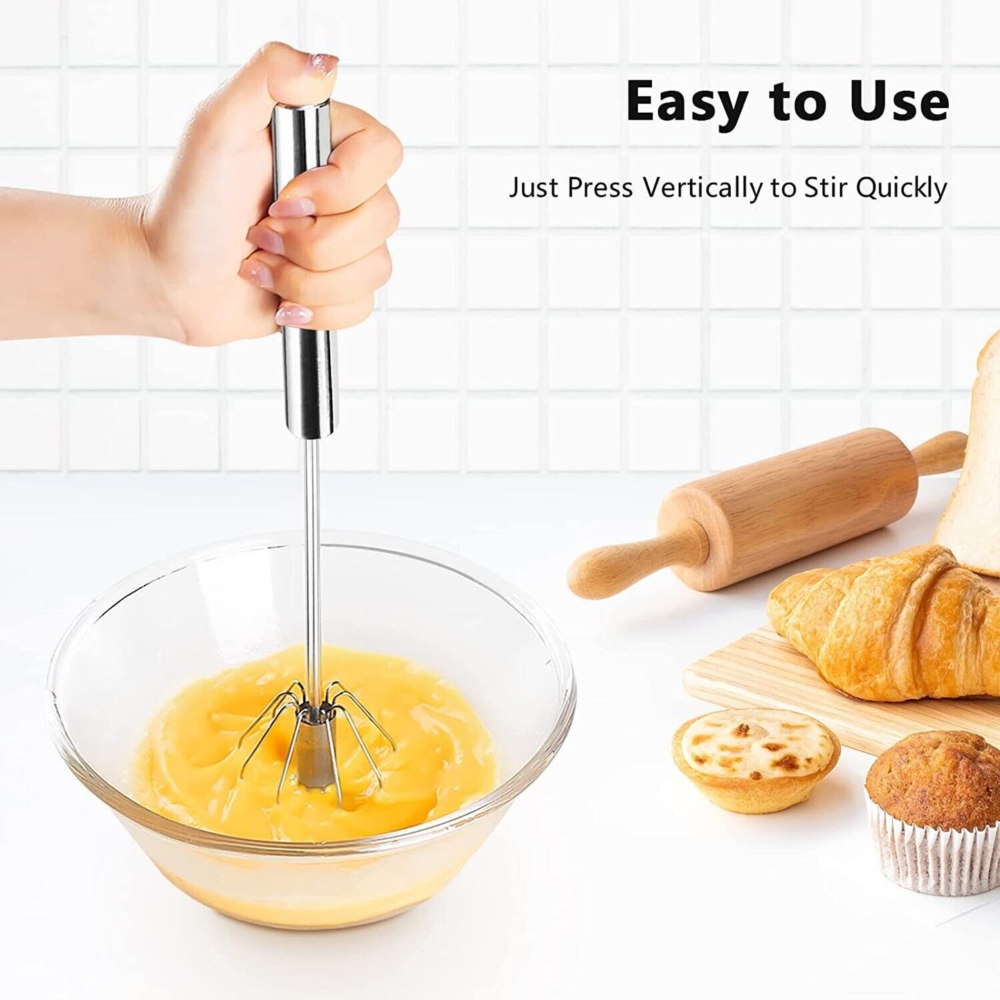 Semi-Automatic Egg Whisk Hand Push