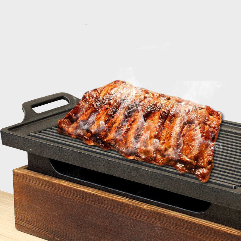 Wooden Seat Grill Household Smokeless