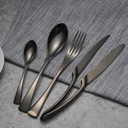 4PCS Set Black Stainless Steel Cutlery