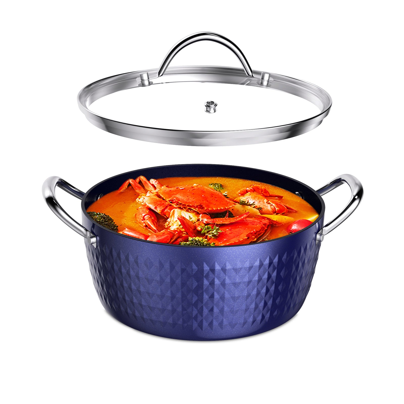 Casserole Dish, Square Induction Saucepan with Lid, 24cm 4L Stock Pots Non  Stick Saucepan, Aluminum Ceramic Coating CooPot PFOA Free, Suitable for All  Hobs Types 